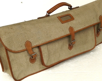 Original vintage sports bag linen leather brown 1950s