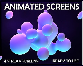 ANIMATED 4x Twitch Overlay Neon Liquid Blobs for Stream - Offline,TFW,BRB,Starting soon. Twitch package overlays, panels. Twitch screens.