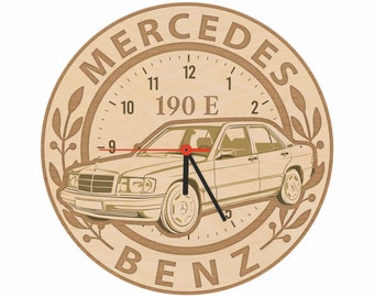 Old School Mercedes-Benz 190E wandklok / digitaal bestand / geen fysiek product, alleen digitaal