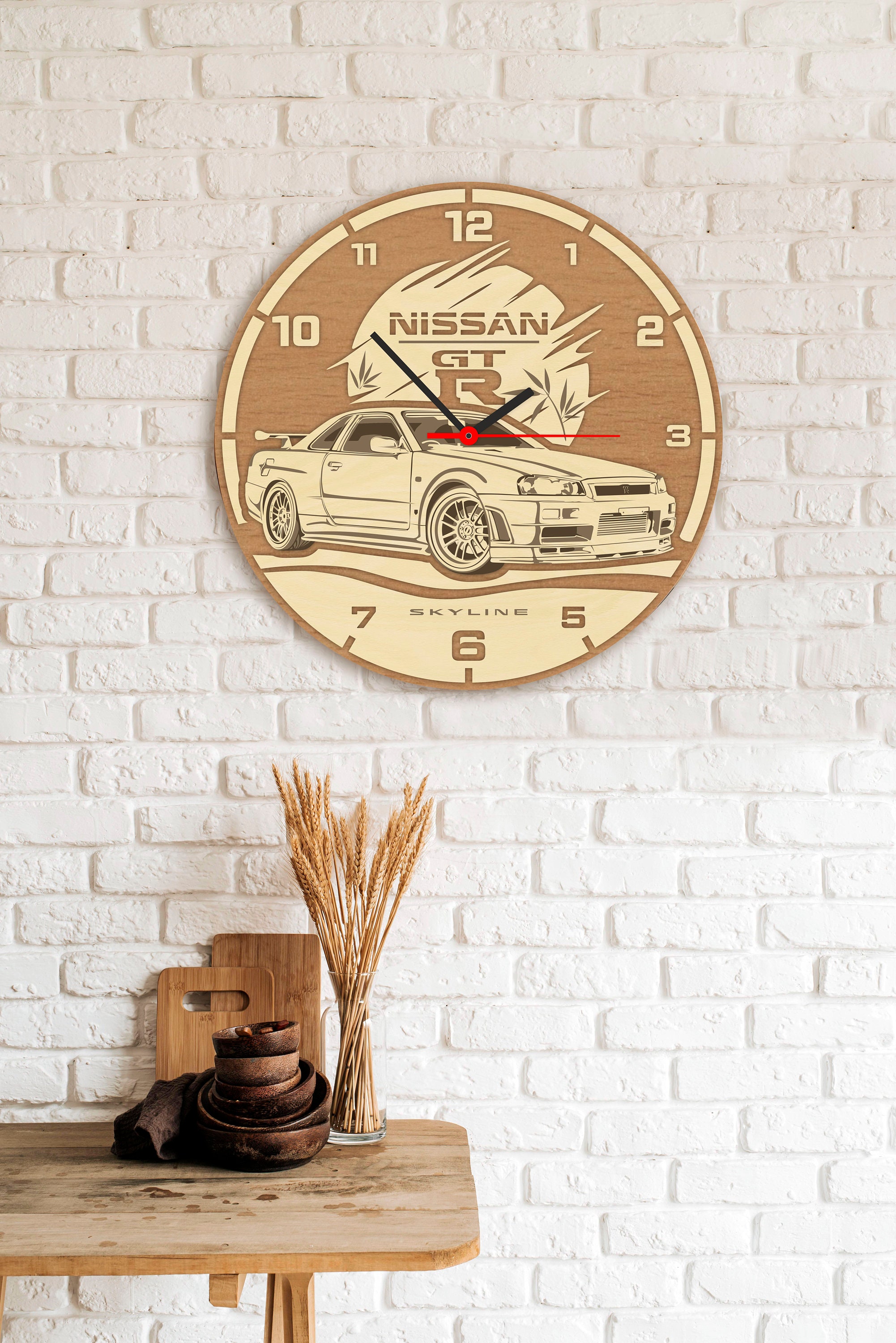 ！ Nissan Skyline R34 GT-R Wall Clock / Digital File / Not a