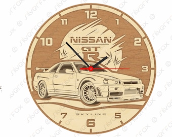Nissan Skyline R34 GT-R Wall Clock /  Digital file / not a physical product, only digital