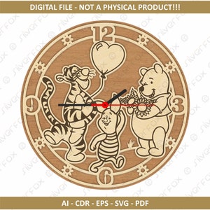Orologio da parete Winnie the Pooh, Pimpi e Tigro / File digitale / non è un prodotto fisico, solo digitale