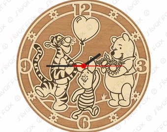 Winnie the Pooh, Piglet and Tigger Wall Clock /  Digital file / not a physical product, only digital