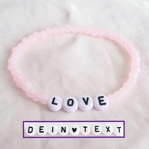Pulsera texto perlas rosas joyas personalizable letras iniciales nombre regalo mujer novia madre abuela comunión refrán mensaje