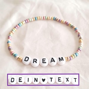 Pulsera texto vintage rosa morado azul perlas joyas personalizable letras iniciales nombre regalo mujer novia madre abuela comunión