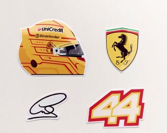 Lewis Hamilton Sticker Pack, Ferrari F1 team Merch, Motorsport, Racing fan, Formula 1 Stationery, LH44, Formula One, 2025 Hamilton Helmet