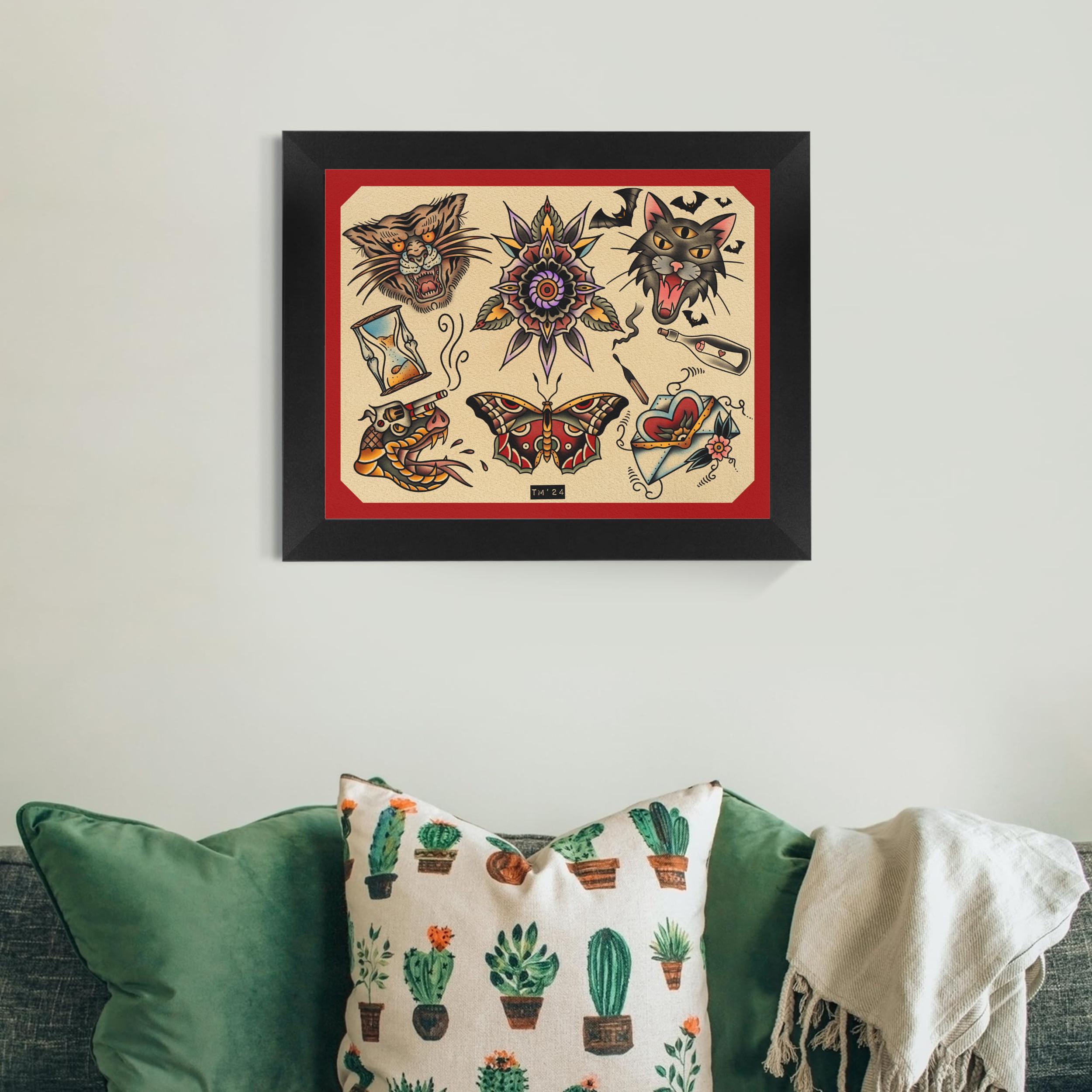 Traditional Tattoo Flash Sheet - Etsy