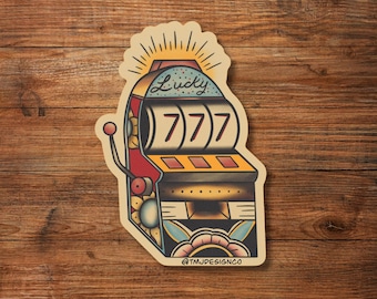 Slot Machine Traditional Tattoo Sticker