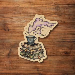 Stack of Books Traditional Tattoo Sticker
