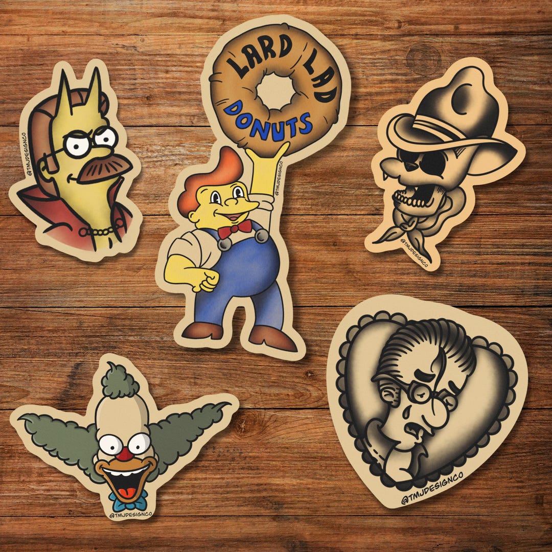 Cartoon Sitcom Traditional Tattoo Sticker Pack - Etsy