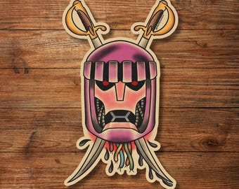 Sentinel Robot Traditional Tattoo Sticker