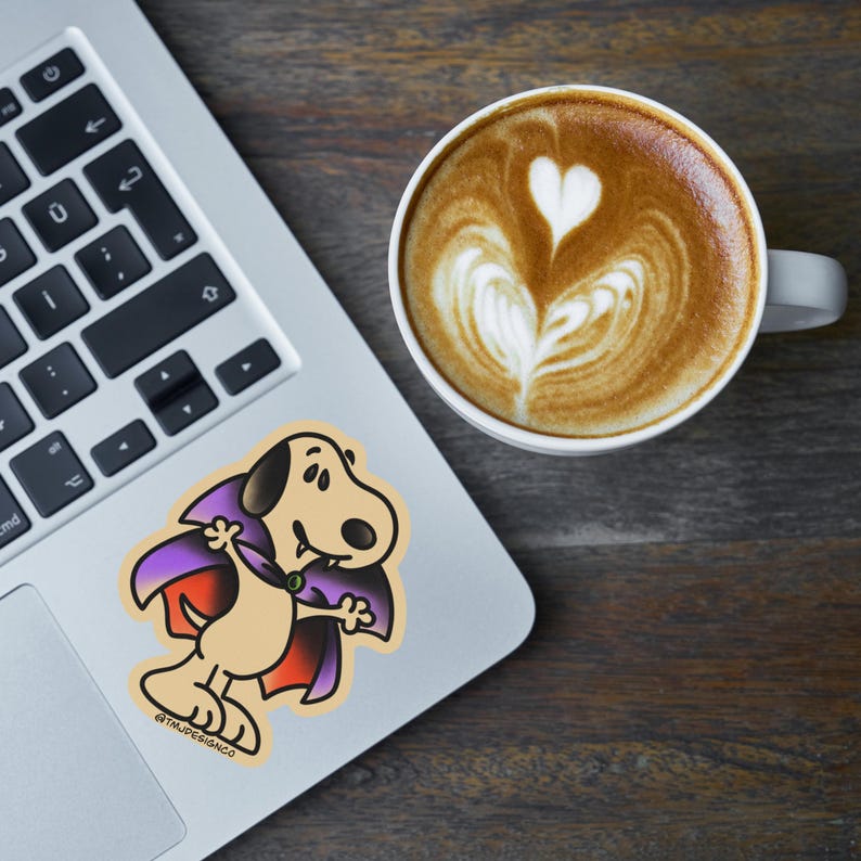 Cartoon Dog Dracula Mash up Tattoo Flash Sticker - Etsy