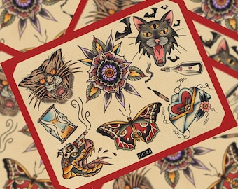 Traditional Tattoo Flash Sheet