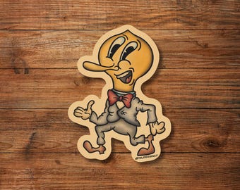 Lightbulb Cartoon Character Tattoo Flash Sticker