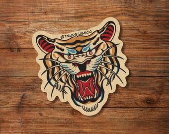 Traditional Tiger Tattoo Flash Sticker