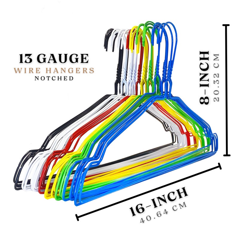 Green Metal Clothes Hangers 13 Gauge Coat Hanger Trouser Hanger Notched