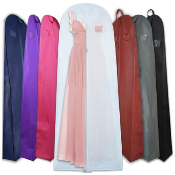 72" Dress Cover Garment Bag for Woman - Foldable Wedding Dress Bag with 8" Gusset Personalized Bridesmaid Dress Bag for Storage Organization