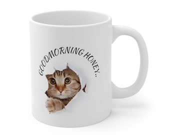 Cat Cup, Cat Mug, Gift to woman, Custom Coffee Mug, Personalized Coffee Mug, Custom Mug, Ceramic Coffee Cup for Women/Men