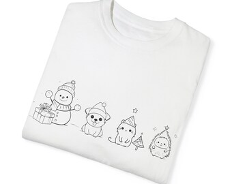 T-shirt unisexe teint en pièce Thème de Noël pour animaux de compagnie