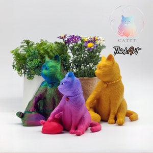 Romantic Catty in Love - Instant download Print-in-Place STL file for 3D Printing (No support)