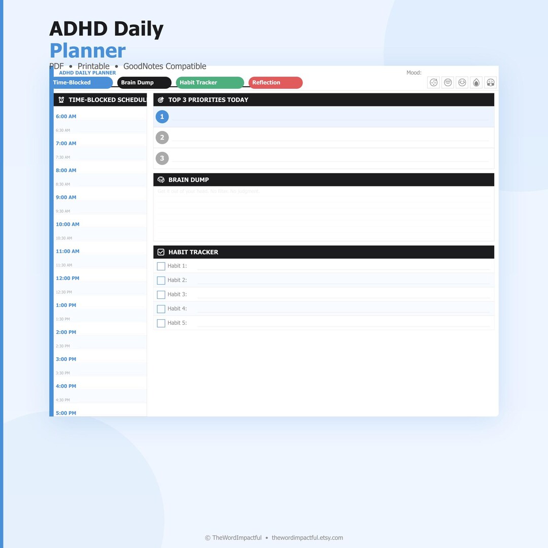 ADHD Daily Planner Printable Pdf 2025 | ADHD Planner Digital Download ...