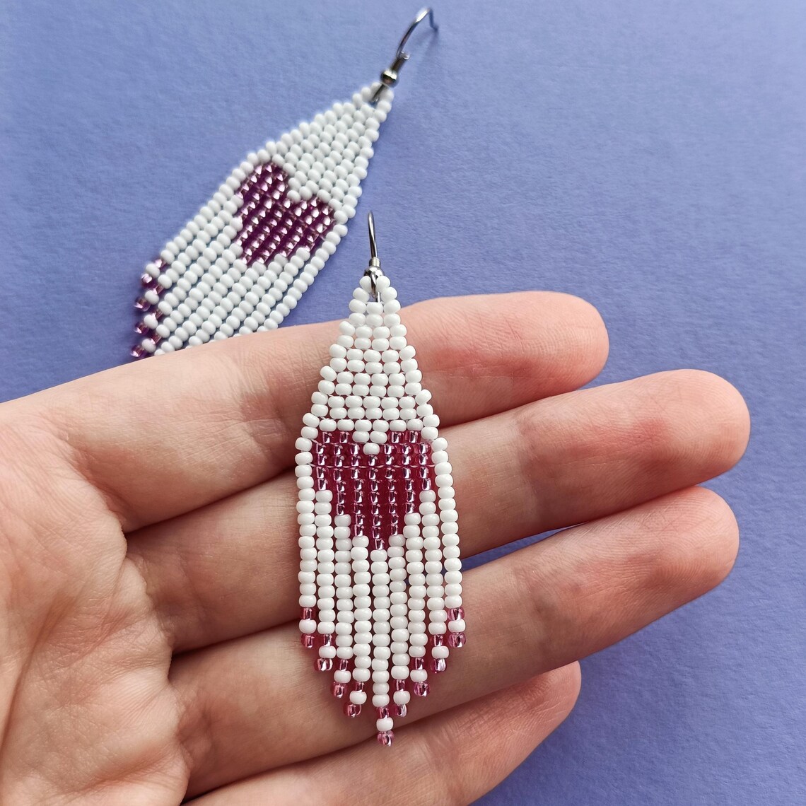 Hand Beaded V Earrings main image 0