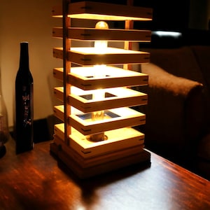 Oak Bedside Lamp, Decorative floor lamp, modern wooden lamp, Bedroom night lamp, Wooden floor lamps for housewarming