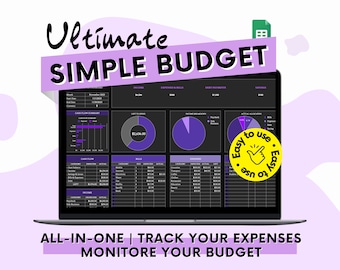 Seguimiento de gastos / Hoja de cálculo del planificador de presupuesto / Hoja de cálculo de presupuesto mensual para principiantes / Cheque de pago semanal / Seguimiento de deuda / Planificador financiero