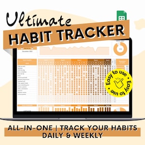 Habit Tracker | Spreadsheet for Google Sheets | Daily Habit Planner | Goal Tracker | Weekly Habit | Digital Daily To Do List | Goal Plan