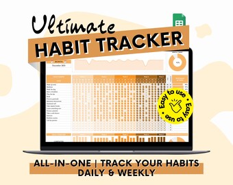 Rastreador de hábitos / Hoja de cálculo para Google Sheets / Planificador diario de hábitos / Rastreador de objetivos / Hábito semanal / Lista digital de tareas diarias / Plan de objetivos