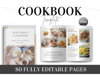 Plantilla de libro de cocina / Plantilla de libro electrónico para receta / Editar plantilla de receta / Plantilla de libro de recetas editable / Plantilla de receta Canva