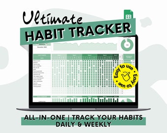Rastreador de hábitos / Hoja de cálculo para Google Sheets / Planificador diario de hábitos / Rastreador de objetivos / Hábito semanal / Lista digital de tareas diarias / Plan de objetivos