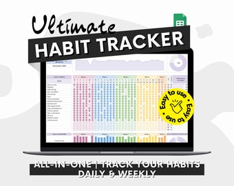 Rastreador de hábitos / Hoja de cálculo para Google Sheets / Planificador diario de hábitos / Rastreador de objetivos / Hábito semanal / Lista digital de tareas diarias / Plan de objetivos