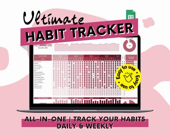 Rastreador de hábitos / Hoja de cálculo para Google Sheets / Planificador diario de hábitos / Rastreador de objetivos / Hábito semanal / Lista digital de tareas diarias / Plan de objetivos