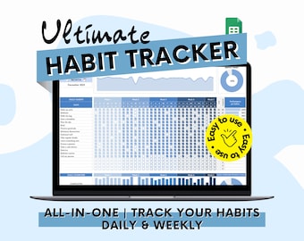 Rastreador de hábitos / Hoja de cálculo para Google Sheets / Planificador diario de hábitos / Rastreador de objetivos / Hábito semanal / Lista digital de tareas diarias / Plan de objetivos
