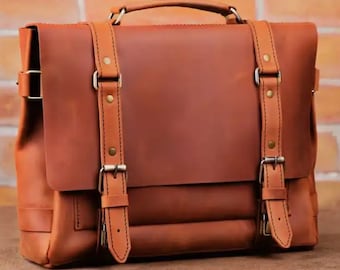 Genuine Personalized Men Leather Messenger Bag