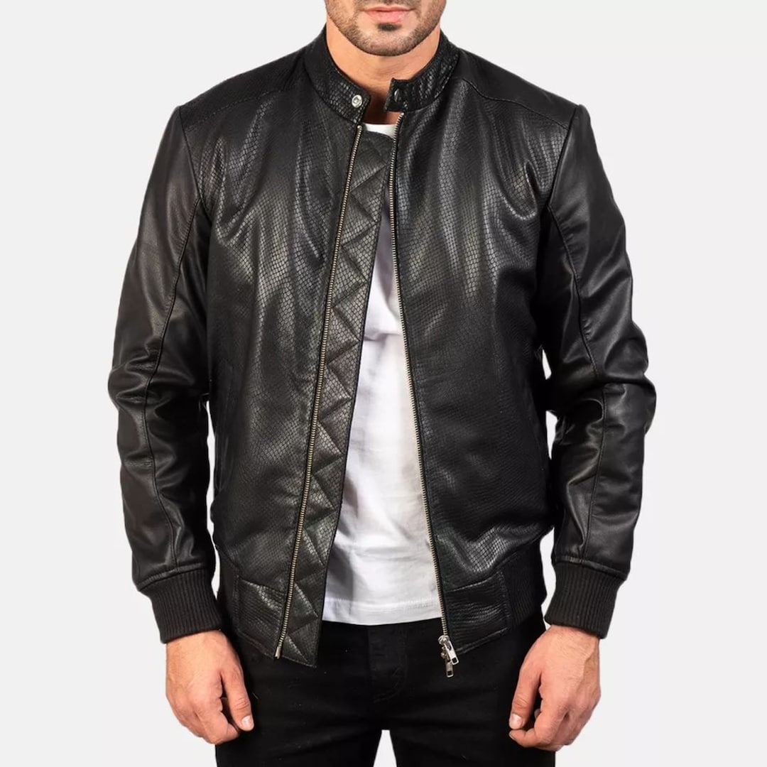 Black Charles Leather Jacket - Etsy