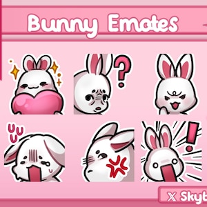 White Bunny Emote | Twitch | Discord | YouTube | Streaming | Cute Kawaii Chibi Bunny Emoji Emote