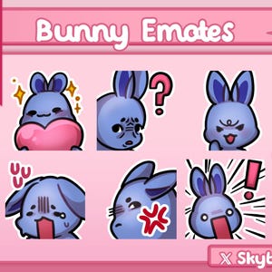 Emotka Blue Bunny | Twitch | Discord | YouTube | Streaming | Słodka kawaii chibi emotka emoji Bunny