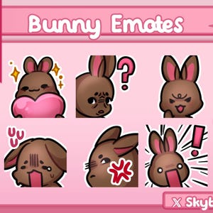 Brown Bunny Emote | Twitch | Discord | YouTube | Streaming | Cute Kawaii Chibi Bunny Emoji Emote
