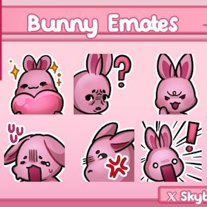 Pink Bunny Emote | Twitch | Discord | YouTube | Streaming | Cute Kawaii Chibi Bunny Emoji Emote
