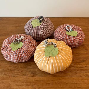 Handmade Fabric Pumpkin: Fall Decoration, Upcycled Plaid Pumpkin