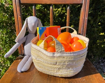 Upcycled Yellow Fabric Basket, Decorative Basket, Decorative Storage Basket, Easter Basket, Handmade Basket