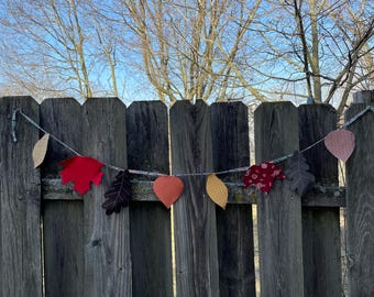 Handmade Fall Leaves Fabric Garland: Autumn Bunting Decoration