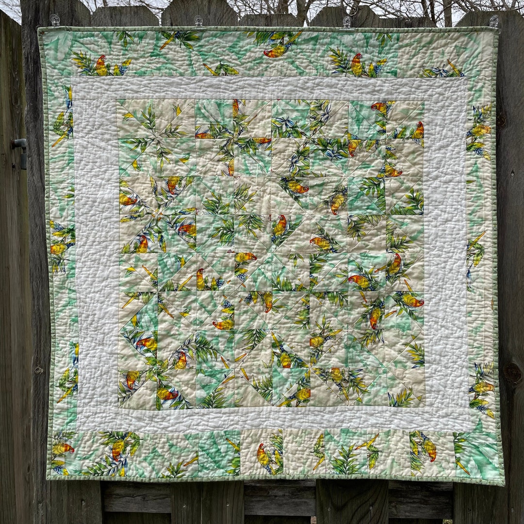 Patchwork Parrot Handmade Parrot Baby Quilt, Patchwork Pinwheel Cotton Quilt - Etsy
