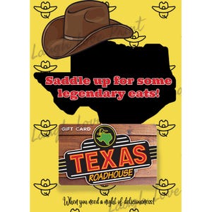 Cadeaukaarthouder - Texas BBQ Restaurant - Afdrukbaar Instant Download Cadeau - Uitstekend voor man, vrouw, een middelbare scholier, student