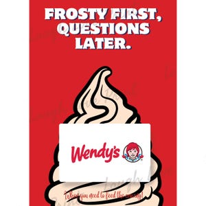 Cadeaukaarthouder - Wendy's Fast Food - Afdrukbare Instant Download Cadeau - Uitstekend voor echtgenoot, middelbare scholier, student