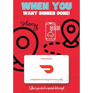 Cadeaukaarthouder - Door Dash Food Delivery - Afdrukbare Instant Download Cadeau - Uitstekend voor echtgenoot, middelbare scholier, student