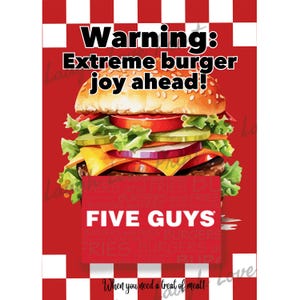 Porte-cartes cadeau - Five Guys Restaurant - Cadeau imprimable en téléchargement immédiat - Excellent pour mari, femme, un diplômé du secondaire, étudiant