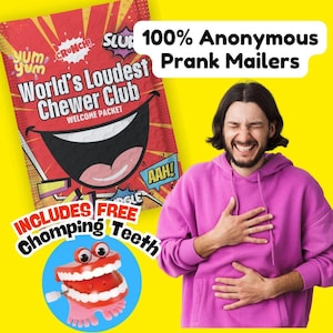 Prank Package World’s Loudest Chewer Club Gag Gift, Practical Jokes, Revenge, Send Directly To Person You Want To Embarrass (100% Anonymous)